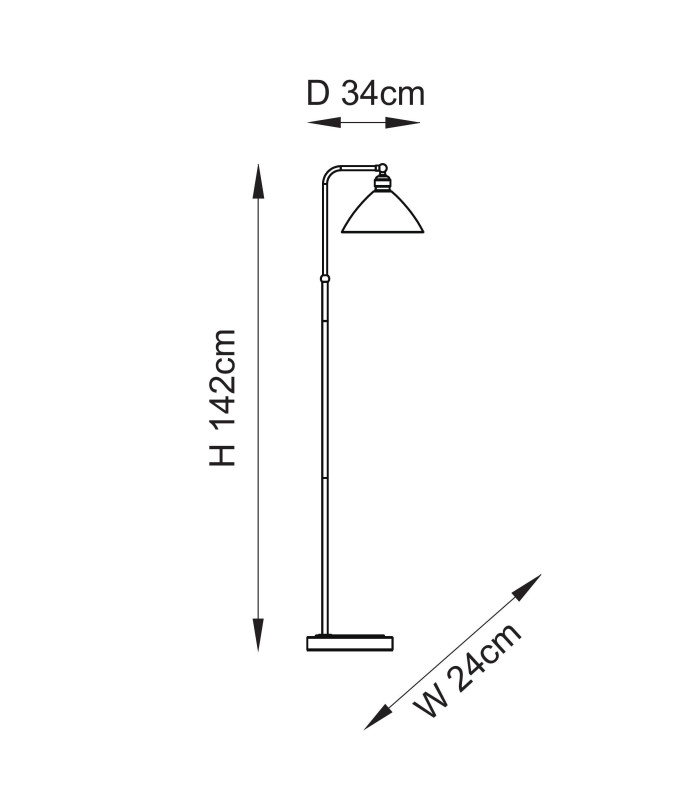 Bellora Glass Floor Lamp Antique Brass Plate & Clear Glass 10W LED E27-8