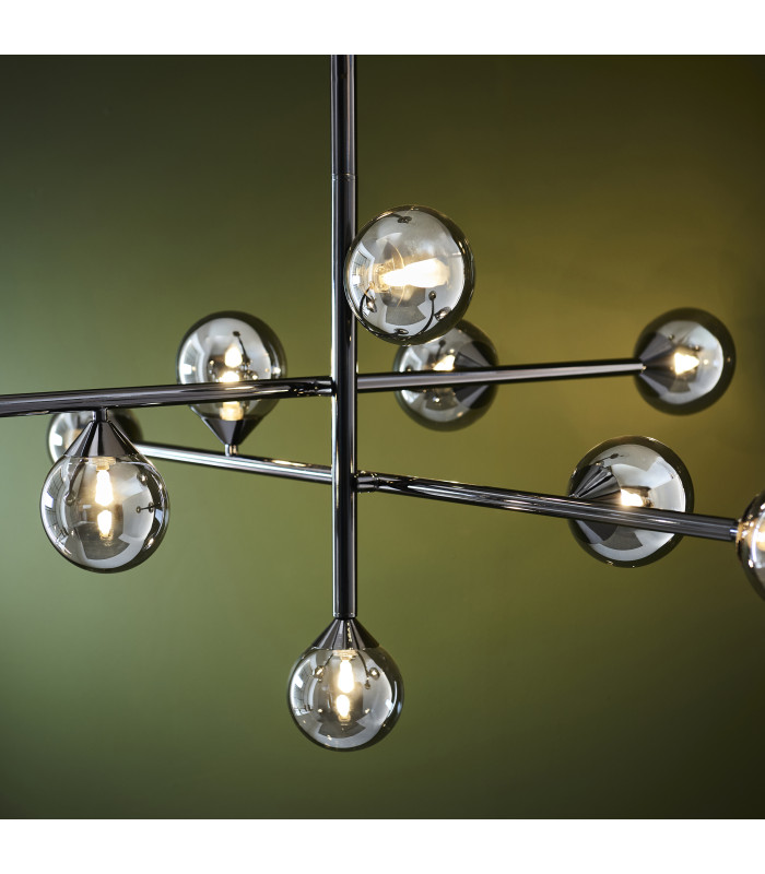Grosseto Multi Arm Pendant Ceiling Light Black Chrome Plate & Smoked Mirror Glass 10 x 5W LED G9-5