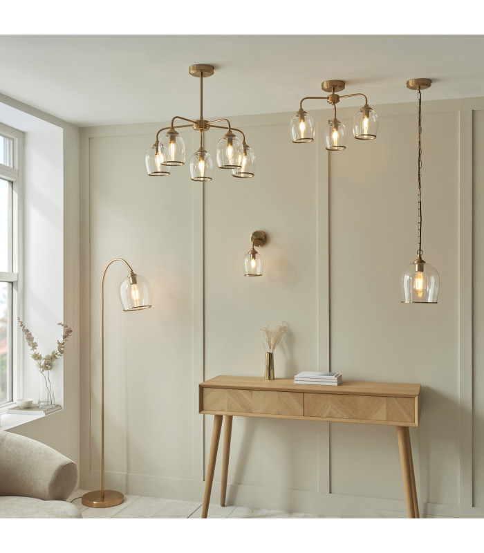 Pillaro Table Lamp Brushed Aged Brass Plate & White Marble E14-7