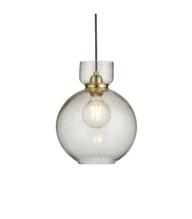 Belvoir Dome Pendant Ceiling Light Brass Plate & Clear Bubble Glass 10W LED E27-1