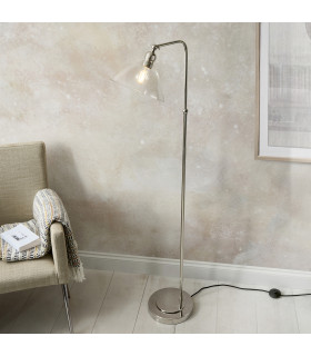 Bellora Glass Floor Lamp Bright Nickel Plate & Clear Glass 10W LED E27-2