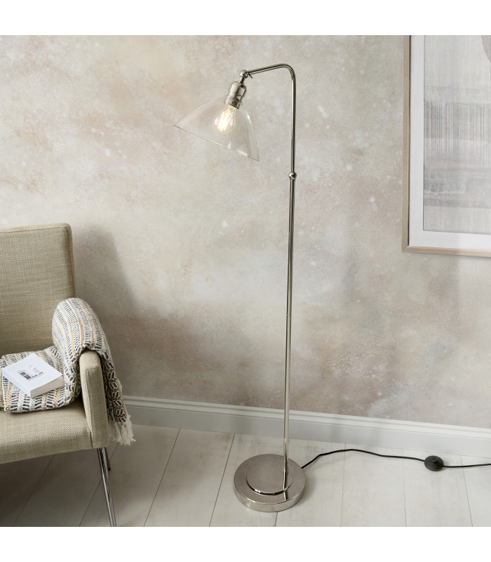 Bellora Glass Floor Lamp Bright Nickel Plate & Clear Glass 10W LED E27-2