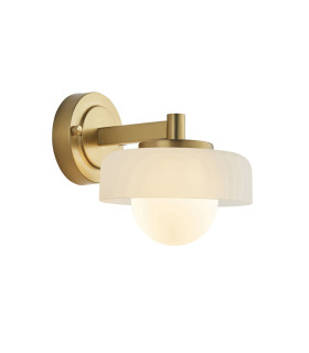 Alderley Wall Lamp Brushed Aged Brass Plate & Clear Glass 2x E14-1