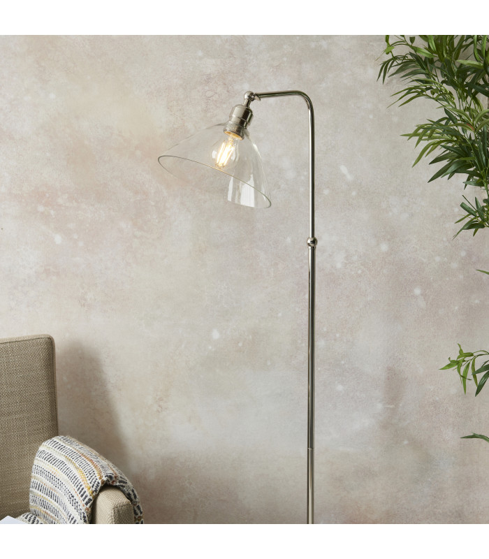 Bellora Glass Floor Lamp Bright Nickel Plate & Clear Glass 10W LED E27-3