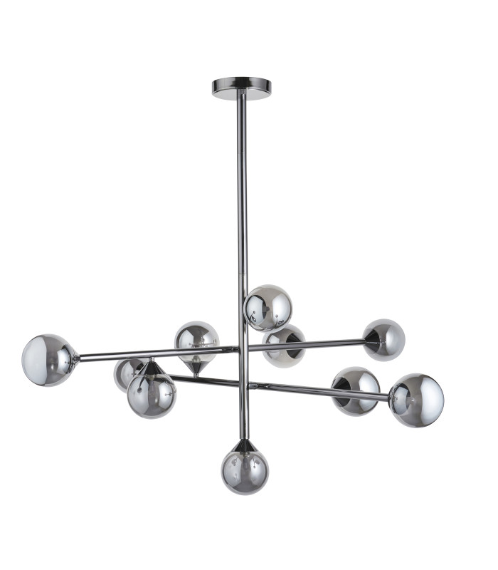 Grosseto Multi Arm Pendant Ceiling Light Black Chrome Plate & Smoked Mirror Glass 10 x 5W LED G9-7