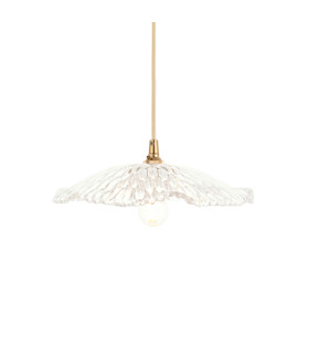 Eltham Clear Glass Pendant Light with Brushed Aged Brass With Natural Braided Cable Orchid 5W LED B22-1