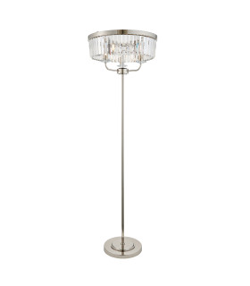 Ascoli Glass Floor Lamp Bright Nickel Plate & Clear Cut Glass 3 x 6W LED E14-1