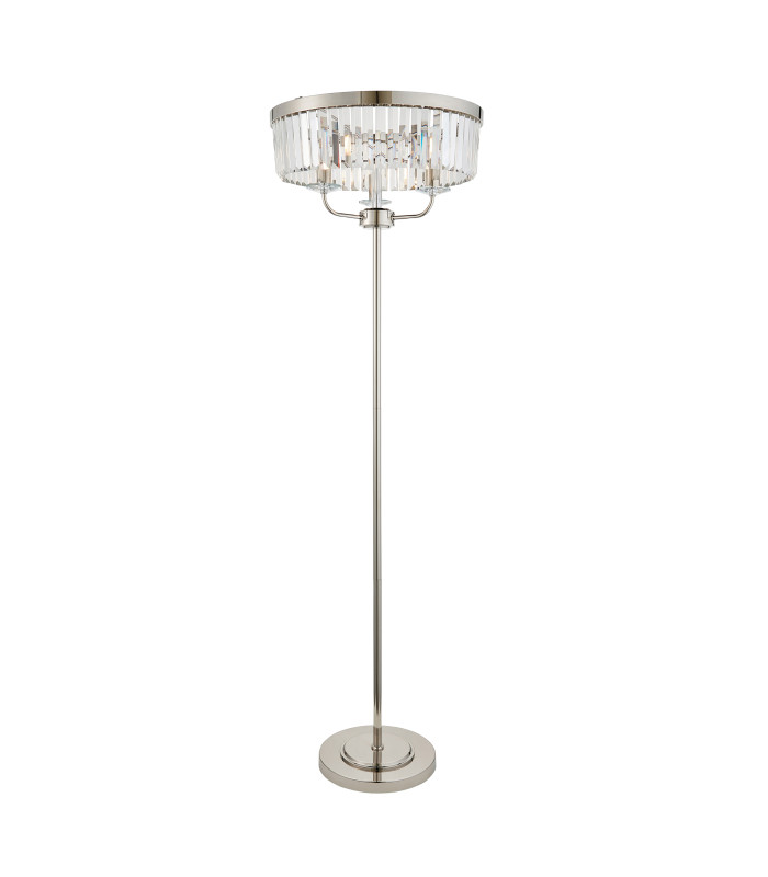 Ascoli Glass Floor Lamp Bright Nickel Plate & Clear Cut Glass 3 x 6W LED E14-1