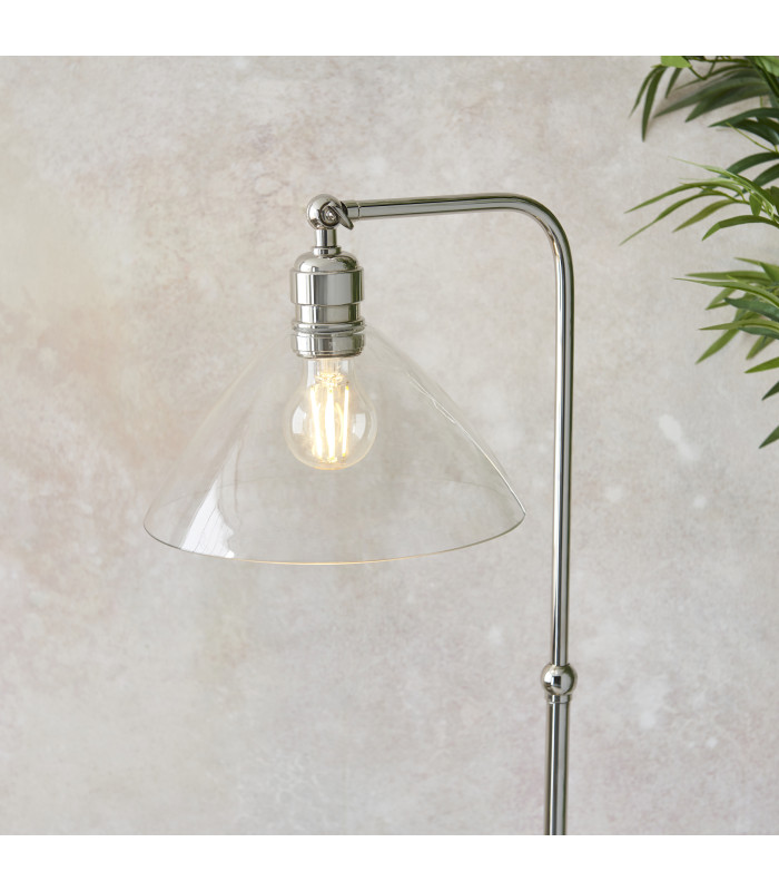 Bellora Glass Floor Lamp Bright Nickel Plate & Clear Glass 10W LED E27-5