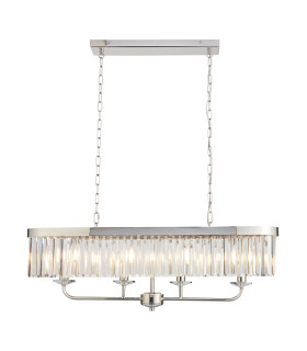 Ascoli Bar Pendant Ceiling Light Bright Nickel Plate & Clear Cut Glass 4 x 6W LED E14-1