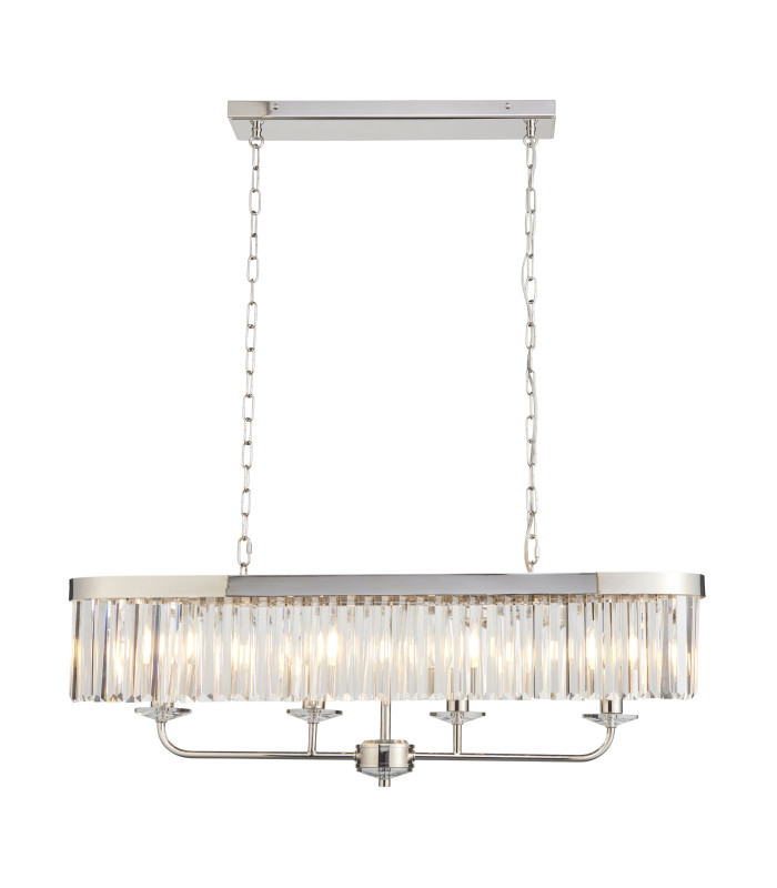 Ascoli Bar Pendant Ceiling Light Bright Nickel Plate & Clear Cut Glass 4 x 6W LED E14-1