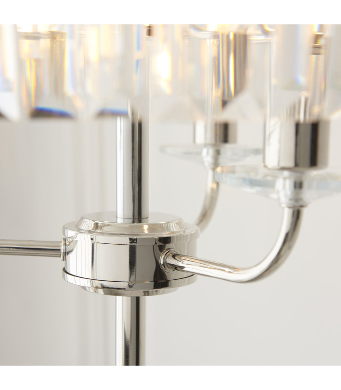 Ascoli Glass Floor Lamp Bright Nickel Plate & Clear Cut Glass 3 x 6W LED E14-4