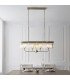 Ascoli Bar Pendant Ceiling Light Antique Brass Plate & Clear Cut Glass 4 x 6W LED E14-2