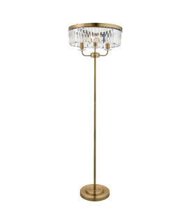 Ascoli Glass Floor Lamp Antique Brass Plate & Clear Cut Glass 3 x 6W LED E14-1