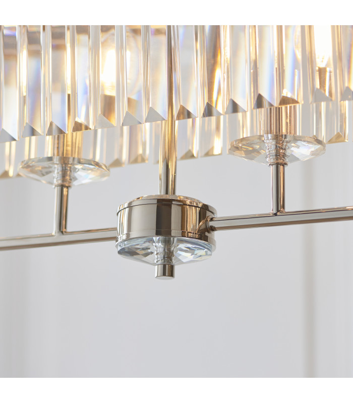 Ascoli Bar Pendant Ceiling Light Bright Nickel Plate & Clear Cut Glass 4 x 6W LED E14-4