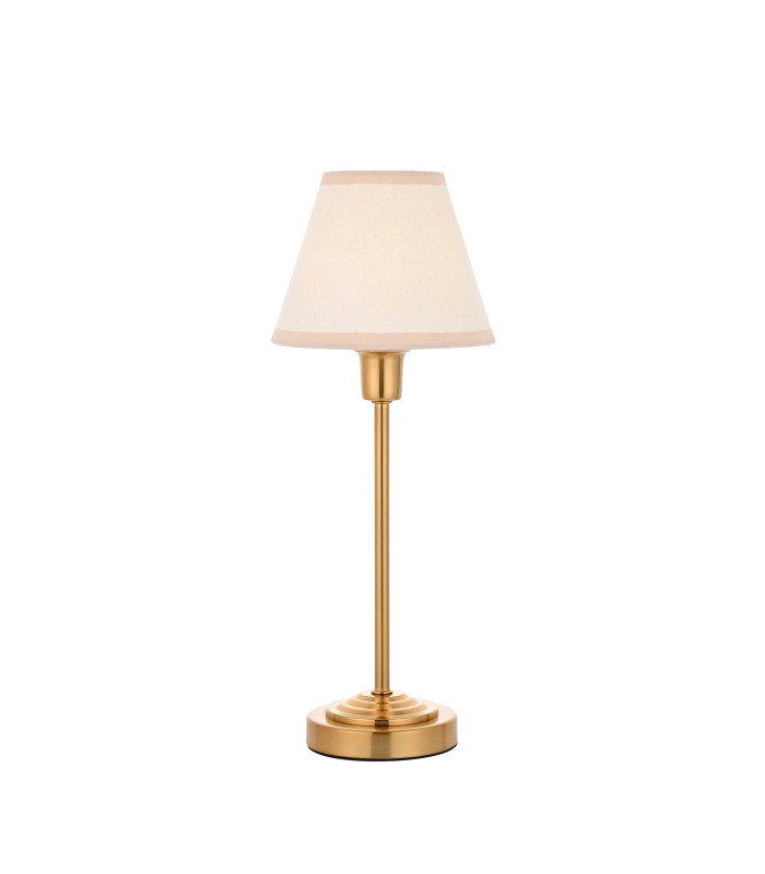 Rise Vintage Brass Finish Table Lamp with Vintage White Fabric Ivy Shade 16cm 7W LED E14-1