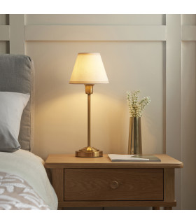 Rise Vintage Brass Finish Table Lamp with Vintage White Fabric Ivy Shade 16cm 7W LED E14-2