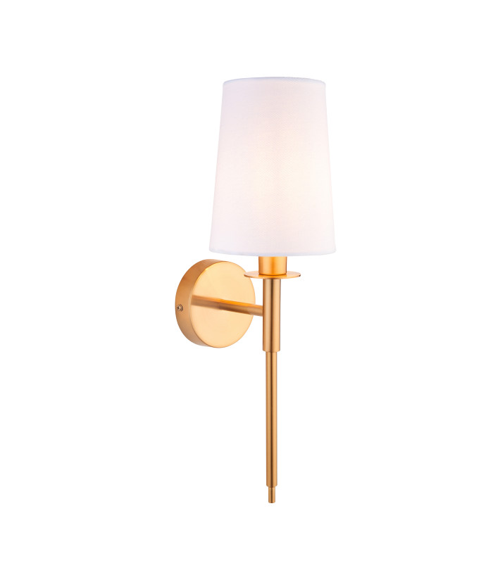 Florence Wall Lamp Vintage Brass Finish & Vintage White Fabric 6W LED E14-1