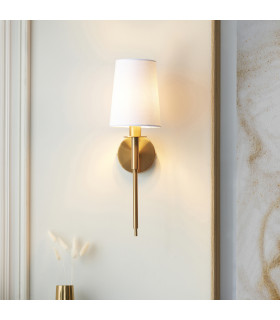 Florence Wall Lamp Vintage Brass Finish & Vintage White Fabric 6W LED E14-2