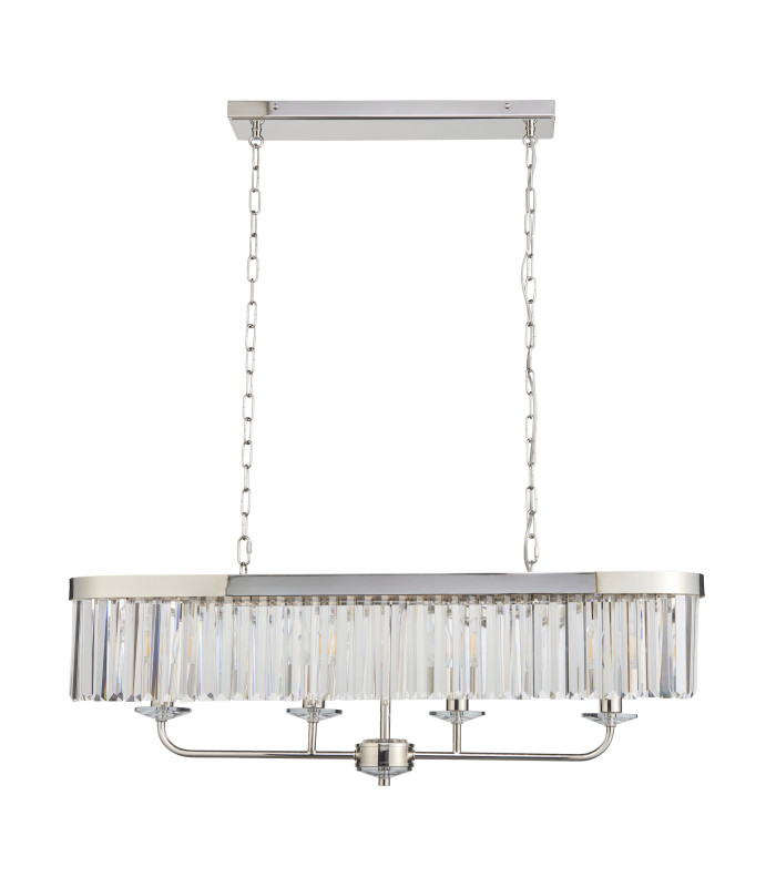 Ascoli Bar Pendant Ceiling Light Bright Nickel Plate & Clear Cut Glass 4 x 6W LED E14-7