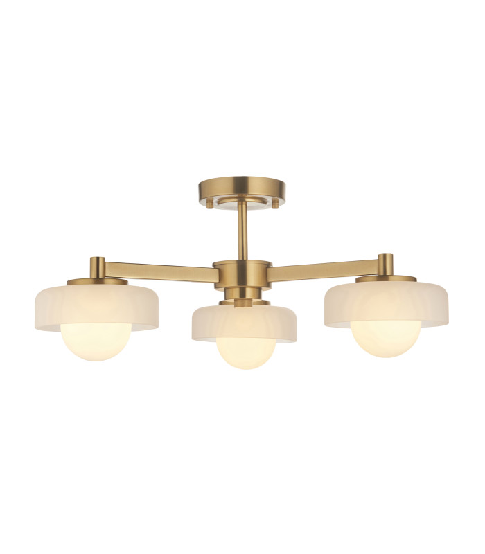 Thistle Pendant Ceiling Light Brushed Aged Brass Plate & Handmade Champagne Glass 3x E14-1