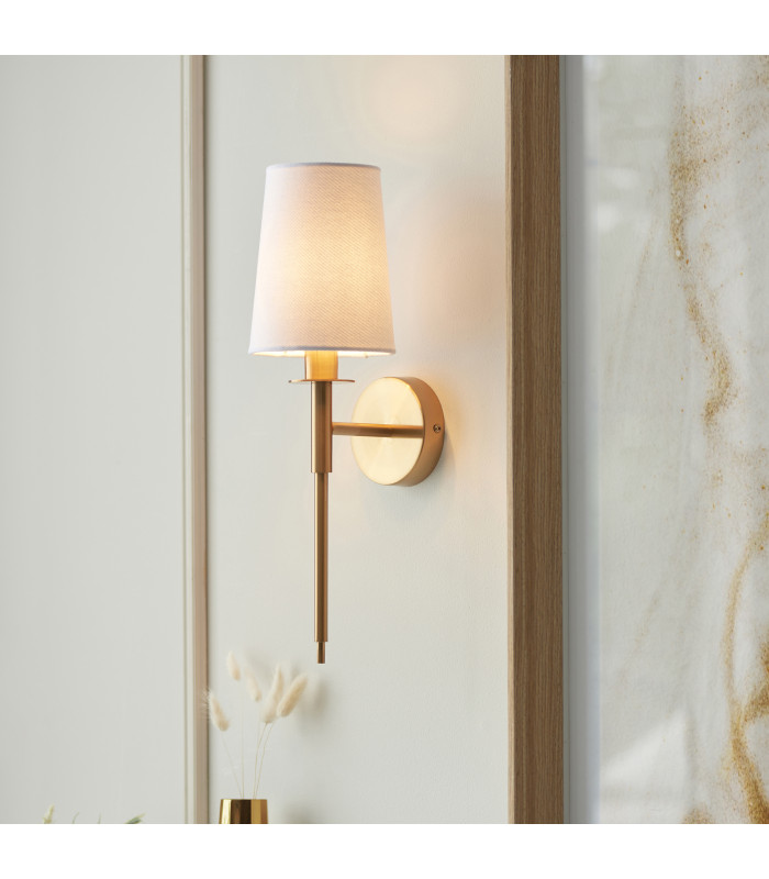 Florence Wall Lamp Vintage Brass Finish & Vintage White Fabric 6W LED E14-3