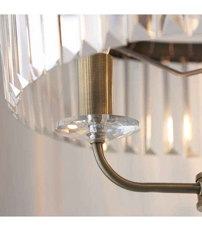 Ascoli Glass Floor Lamp Antique Brass Plate & Clear Cut Glass 3 x 6W LED E14-5