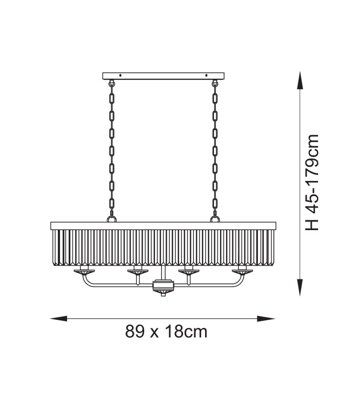 Ascoli Bar Pendant Ceiling Light Bright Nickel Plate & Clear Cut Glass 4 x 6W LED E14-8