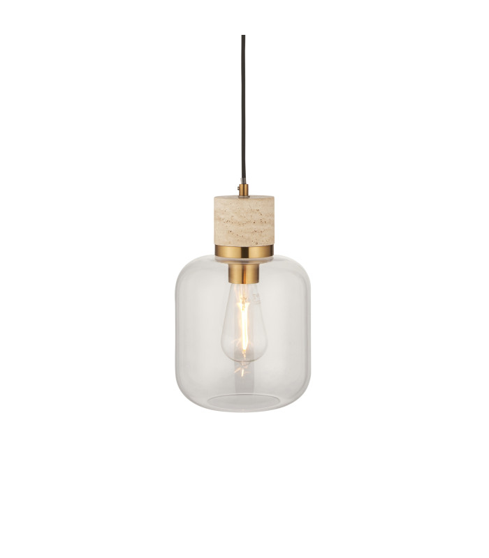 Livorno Cluster Pendant Ceiling Light Antique Brass Plate & Clear Glass 7x E27-1