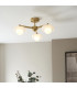Thistle Pendant Ceiling Light Brushed Aged Brass Plate & Handmade Champagne Glass 3x E14-2