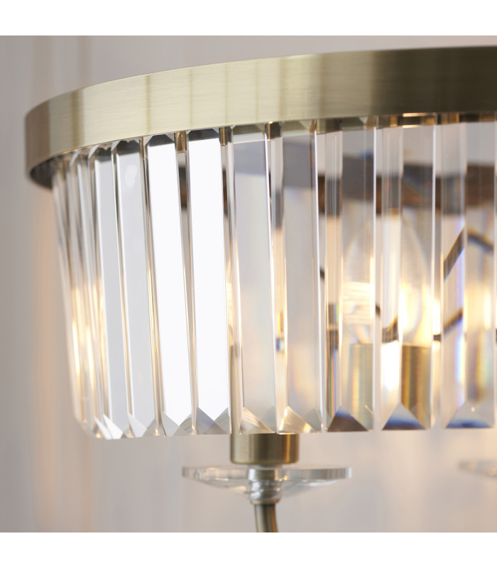 Ascoli Glass Floor Lamp Antique Brass Plate & Clear Cut Glass 3 x 6W LED E14-6