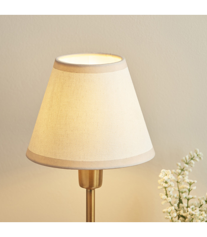 Rise Vintage Brass Finish Table Lamp with Vintage White Fabric Ivy Shade 16cm 7W LED E14-5