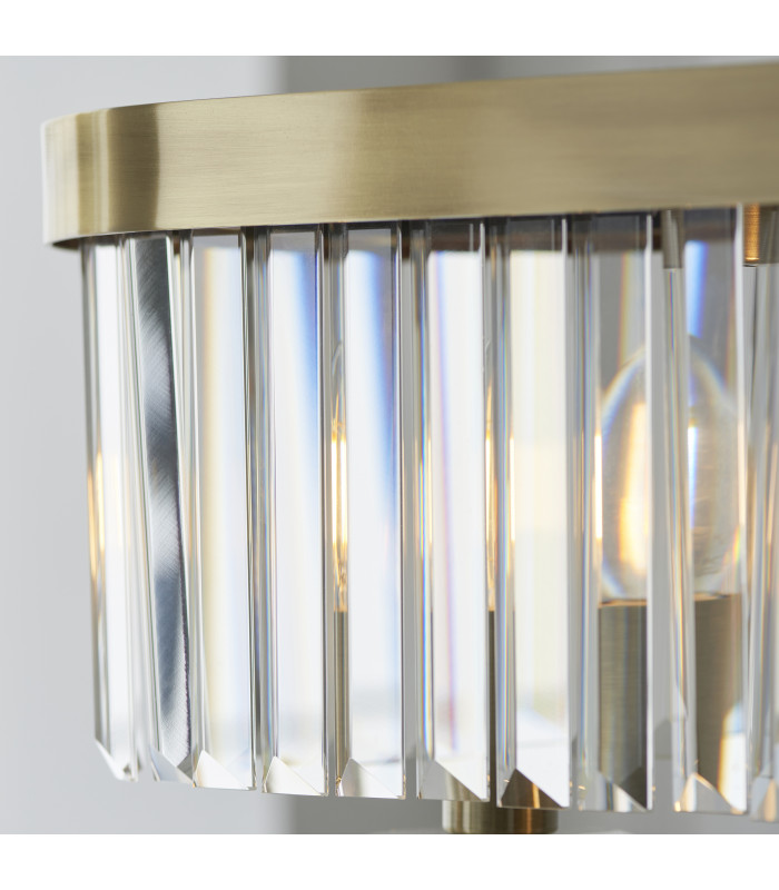 Ascoli Bar Pendant Ceiling Light Antique Brass Plate & Clear Cut Glass 4 x 6W LED E14-7
