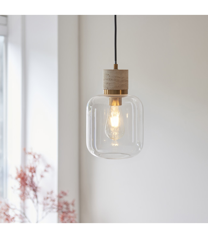 Livorno Cluster Pendant Ceiling Light Antique Brass Plate & Clear Glass 7x E27-3