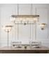 Ascoli Bar Pendant Ceiling Light Antique Brass Plate & Clear Cut Glass 4 x 6W LED E14-8