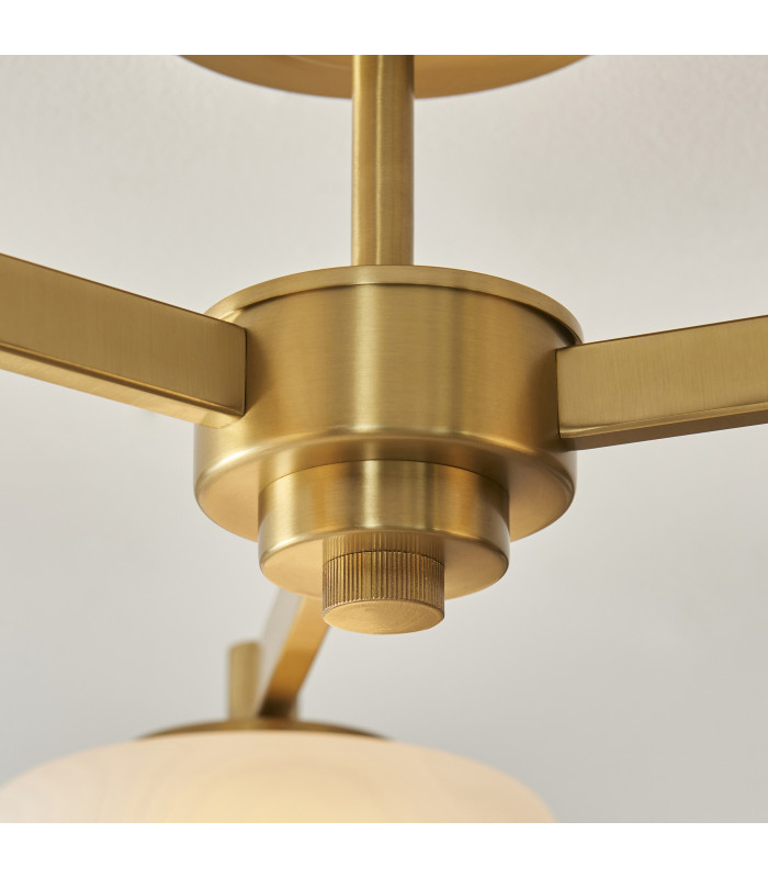 Thistle Pendant Ceiling Light Brushed Aged Brass Plate & Handmade Champagne Glass 3x E14-5