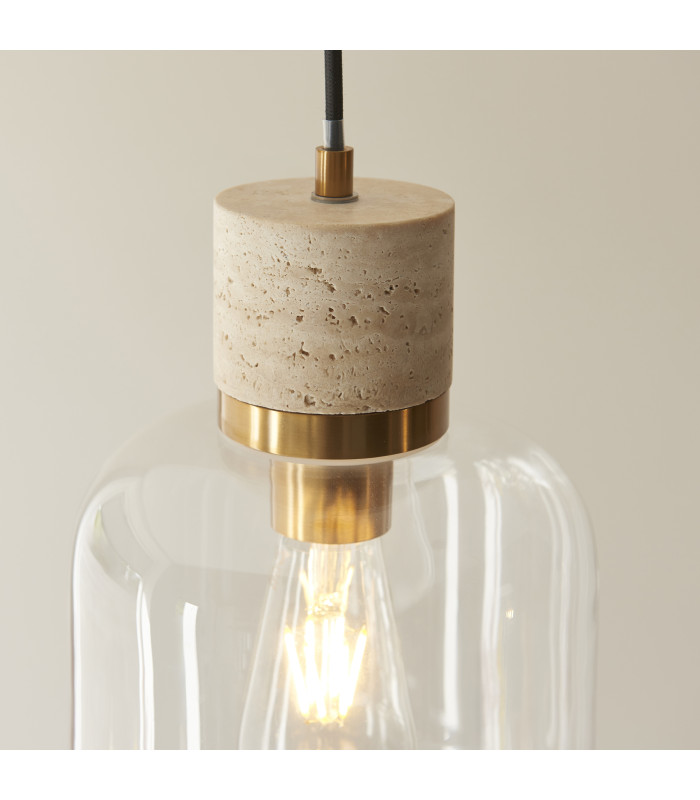 Livorno Cluster Pendant Ceiling Light Antique Brass Plate & Clear Glass 7x E27-5