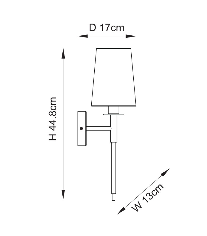 Florence Wall Lamp Vintage Brass Finish & Vintage White Fabric 6W LED E14-8