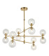 Rome Multi Arm Pendant Ceiling Light Brushed Aged Brass Plate & Clear Glass 12 x 3.2W LED G9 Daylight White-1