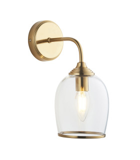 Langford Pendant Ceiling Light Brushed Aged Brass Plate & Clear Glass 3x E14-1