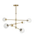 Rome Multi Arm Pendant Ceiling Light Brushed Aged Brass Plate & Clear Glass 6 x 3.2W LED G9 Daylight White-1