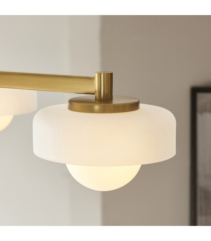 Thistle Pendant Ceiling Light Brushed Aged Brass Plate & Handmade Champagne Glass 3x E14-6