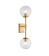 Rome Globe Wall Lights Brushed Aged Brass Plate & Clear Glass 2x LED G9-1