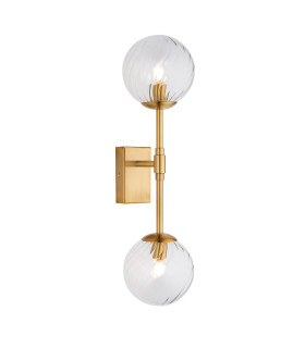 Rome Globe Wall Lights Brushed Aged Brass Plate & Clear Glass 2x LED G9-1