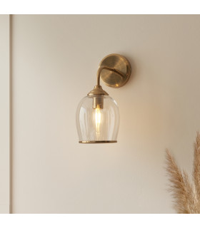 Langford Pendant Ceiling Light Brushed Aged Brass Plate & Clear Glass 3x E14-2
