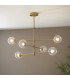 Rome Multi Arm Pendant Ceiling Light Brushed Aged Brass Plate & Clear Glass 6 x 3.2W LED G9 Daylight White-2