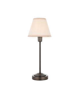 Rise Antique Bronze Plate Table Lamp with Vintage White Fabric Ivy Shade 16cm 7W LED E14-1