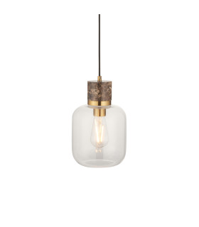 Livorno Cluster Pendant Ceiling Light Antique Brass Plate & Clear Glass 3x E27-1