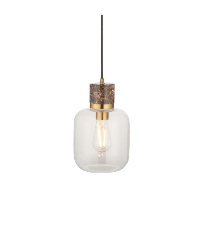 Livorno Cluster Pendant Ceiling Light Antique Brass Plate & Clear Glass 3x E27-1
