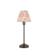 Rise Antique Bronze Plate Table Lamp with Neutral Print Fabric Ikat Shade 16cm 7W LED E14-1